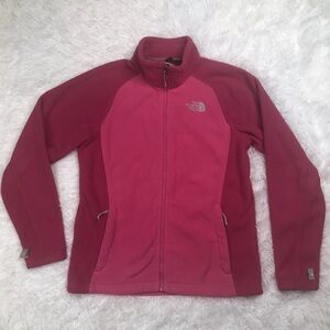 The North Face Womens Size M Medium Full Zip Fleece Jacket Pink Zip Pocket